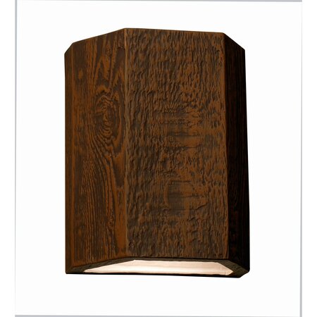 Luxury Lighting Timberline 10in. High Wood-Look Ceramic 3-Sided Outdoor Wall Light TL193 Brk u/d-7